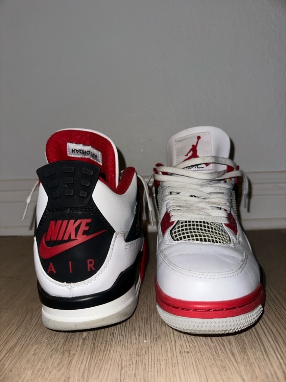 Nike White/Red Air Jordan 4 Sneakers